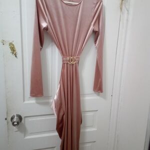 Elegant Pink Long Sleeve Dress